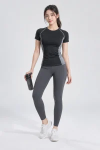 Áo Gym Compression Tay Ngắn Đen Phối Xám