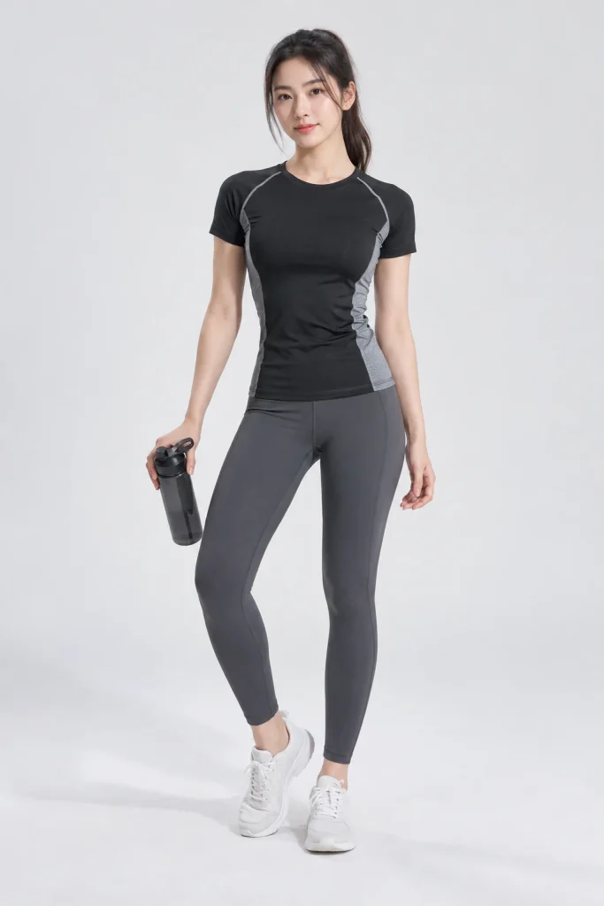 Áo Gym Compression Tay Ngắn Đen Phối Xám