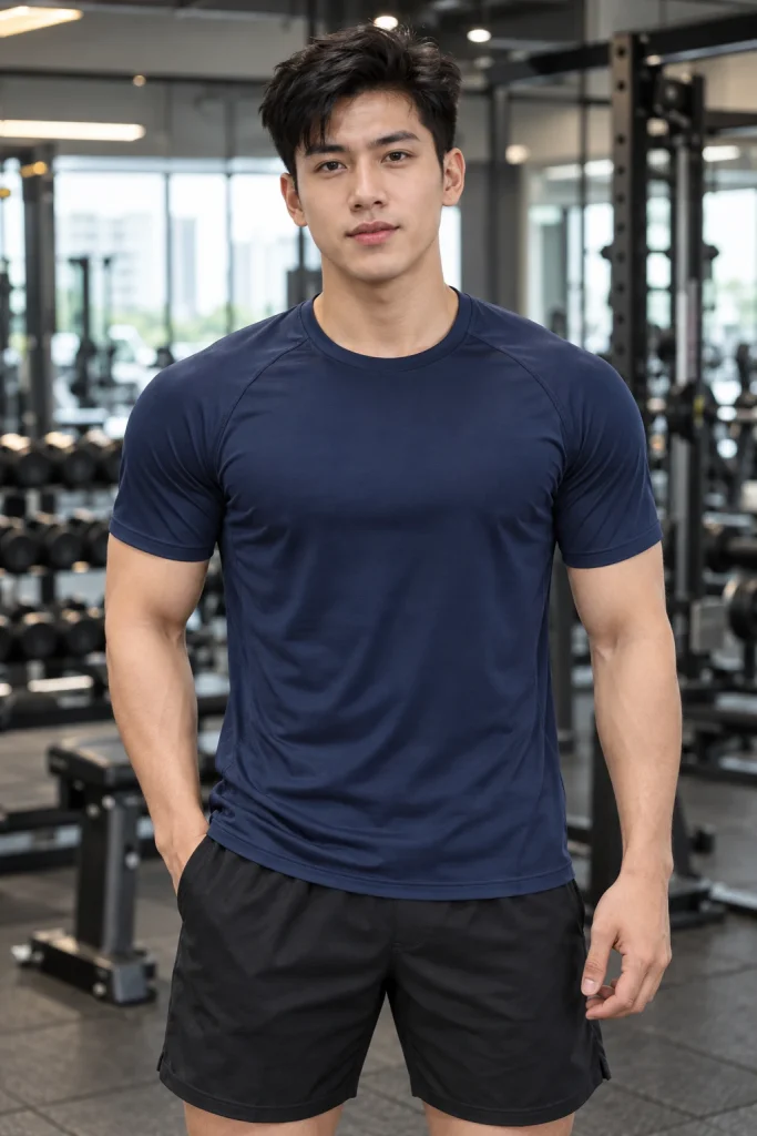 Áo Gym Fit Body Cổ Tròn Vải Nhanh Khô Xanh Than