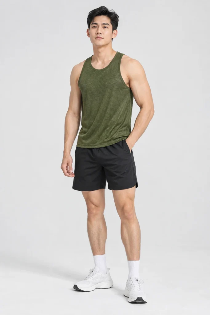 Áo Gym Tanktop Lưới Thoáng Khí Xanh Rêu