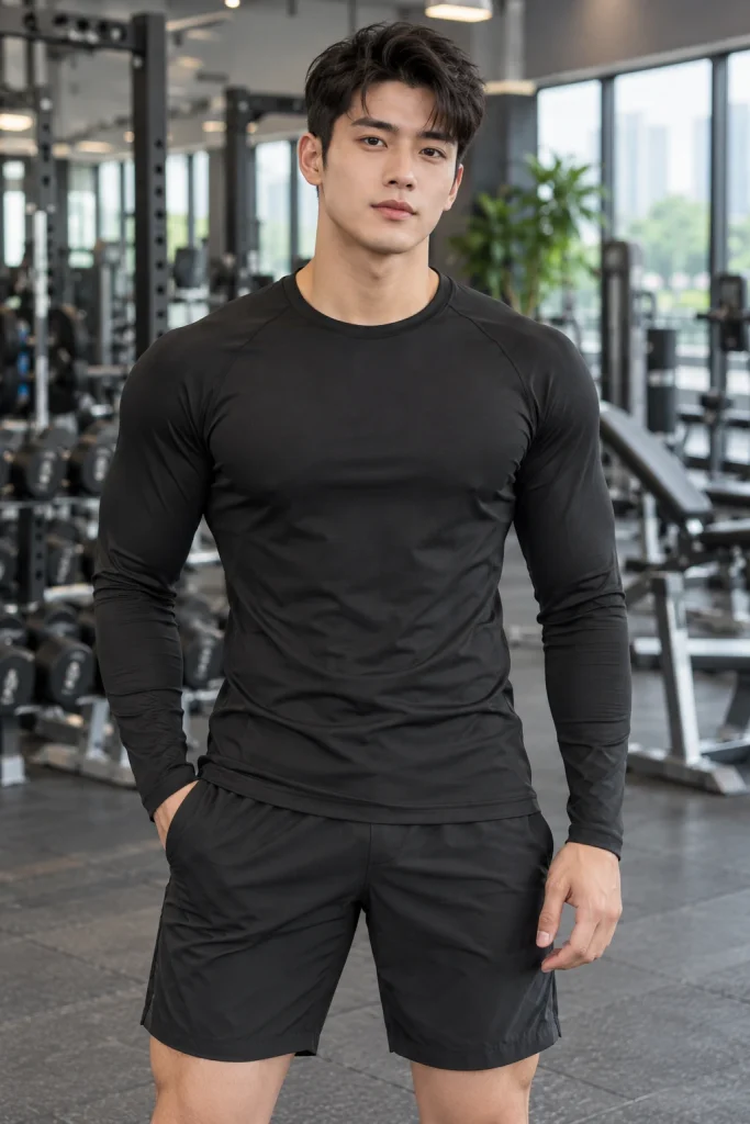 Áo Gym Tay Dài Co Giãn Màu Đen