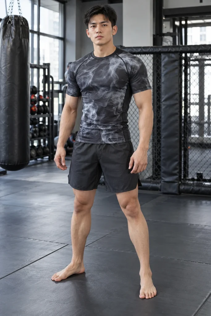 Áo MMA Compression Họa Tiết Khói Xám