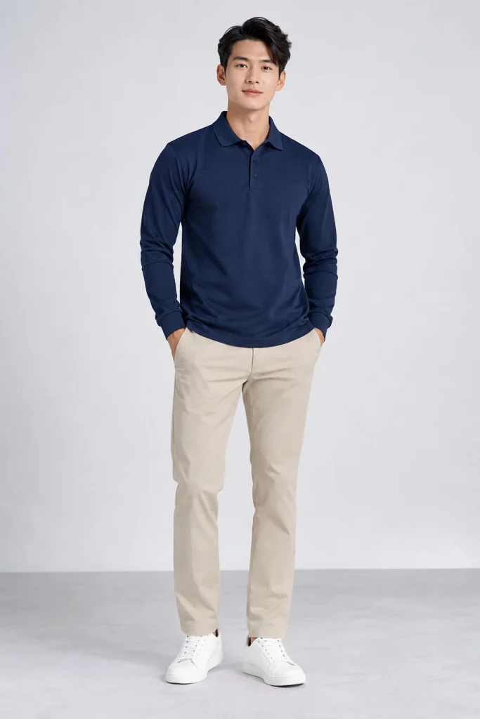 Áo Polo Doanh Nghiệp Dài Tay Xanh Navy