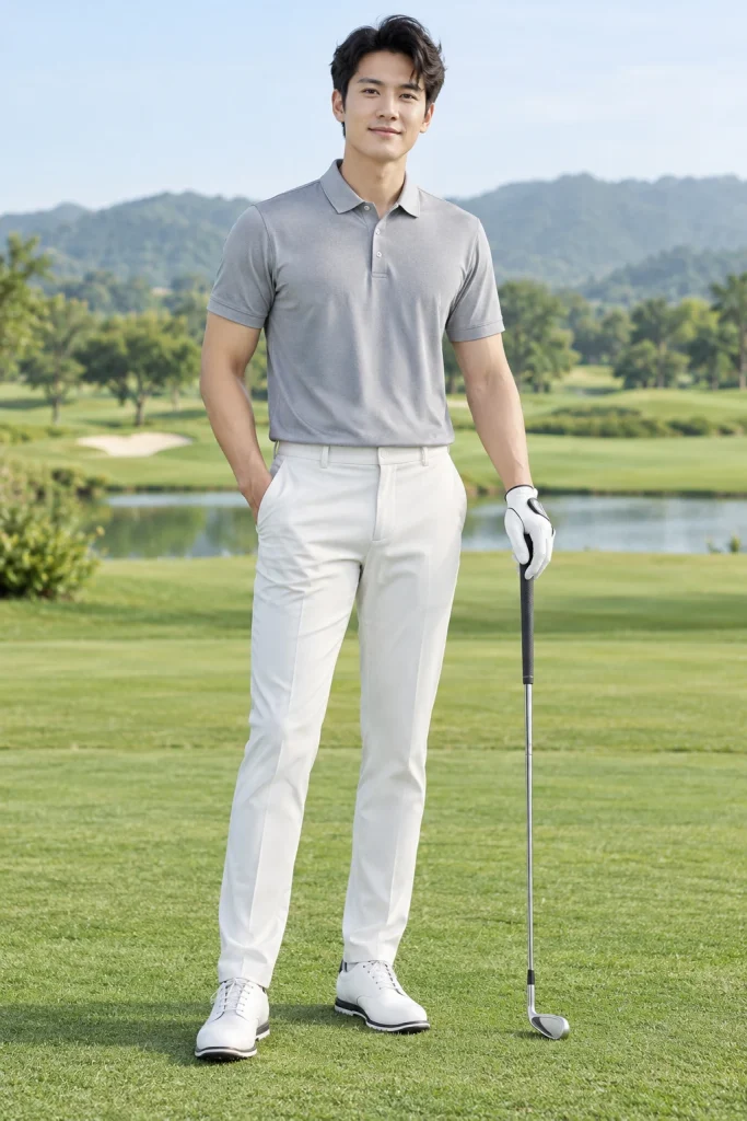 Áo Polo Golf Nam Co Giãn Màu Xám