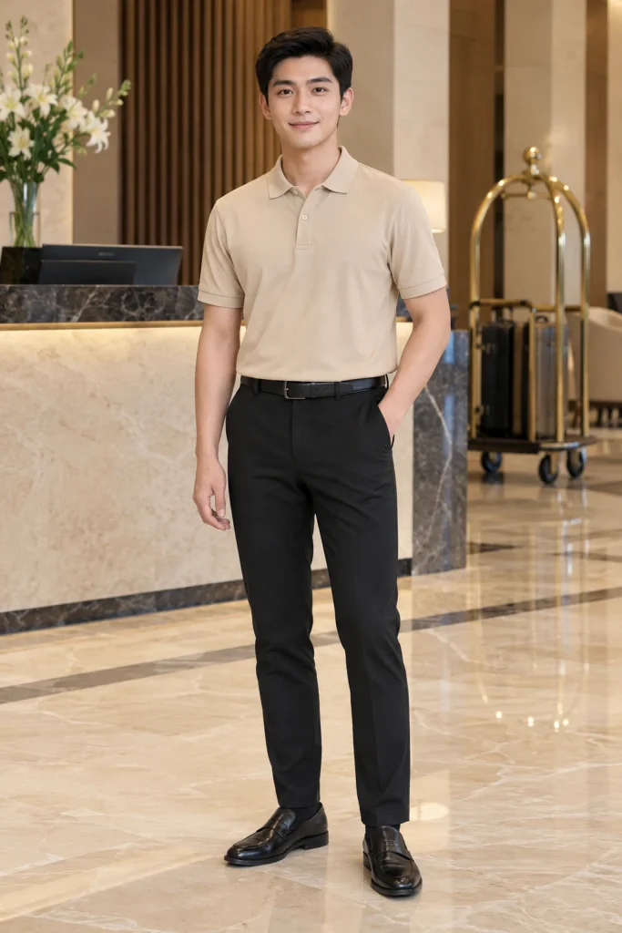 Áo Polo Khách Sạn Màu Be Thanh Lịch