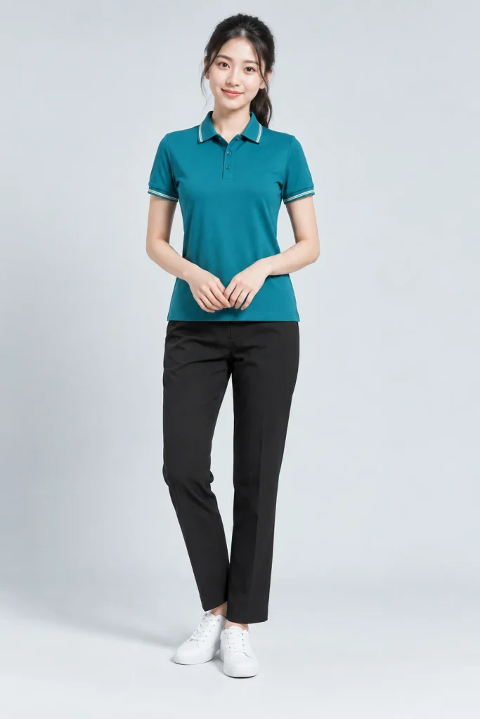 Áo Polo Nhân Viên Xanh Teal Hiện Đại