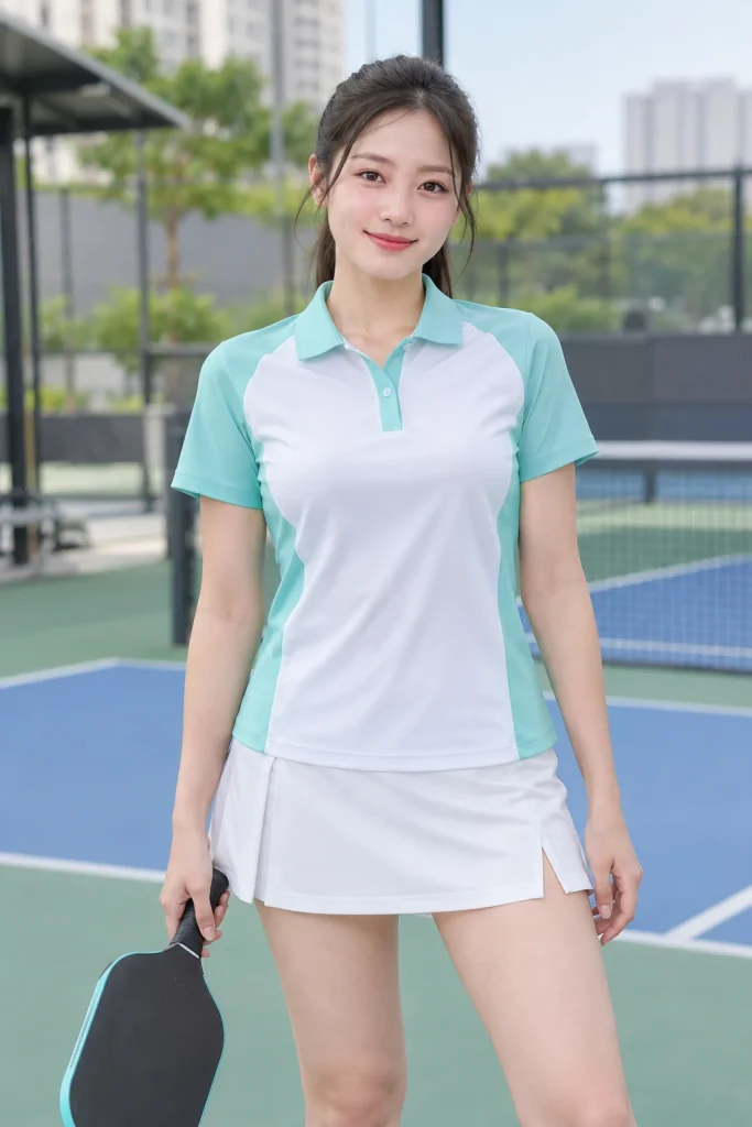 Áo Polo Pickleball Phối Trắng Xanh Ngọc