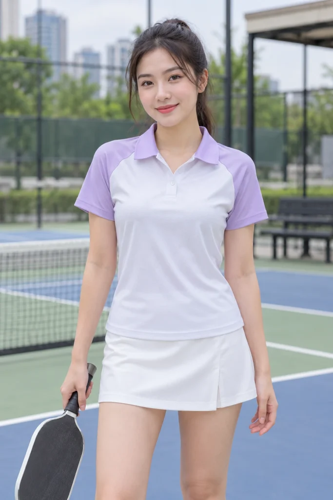 Áo Polo Pickleball Phối Vai Tím Lavender