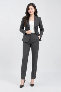 Bộ Vest Công Sở Vải Co Giãn Màu Than Chì