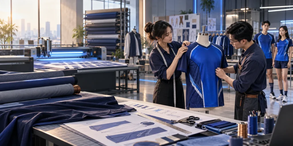 Đội ngũ thiết kế và kiểm duyệt đồng phục thể thao tại xưởng