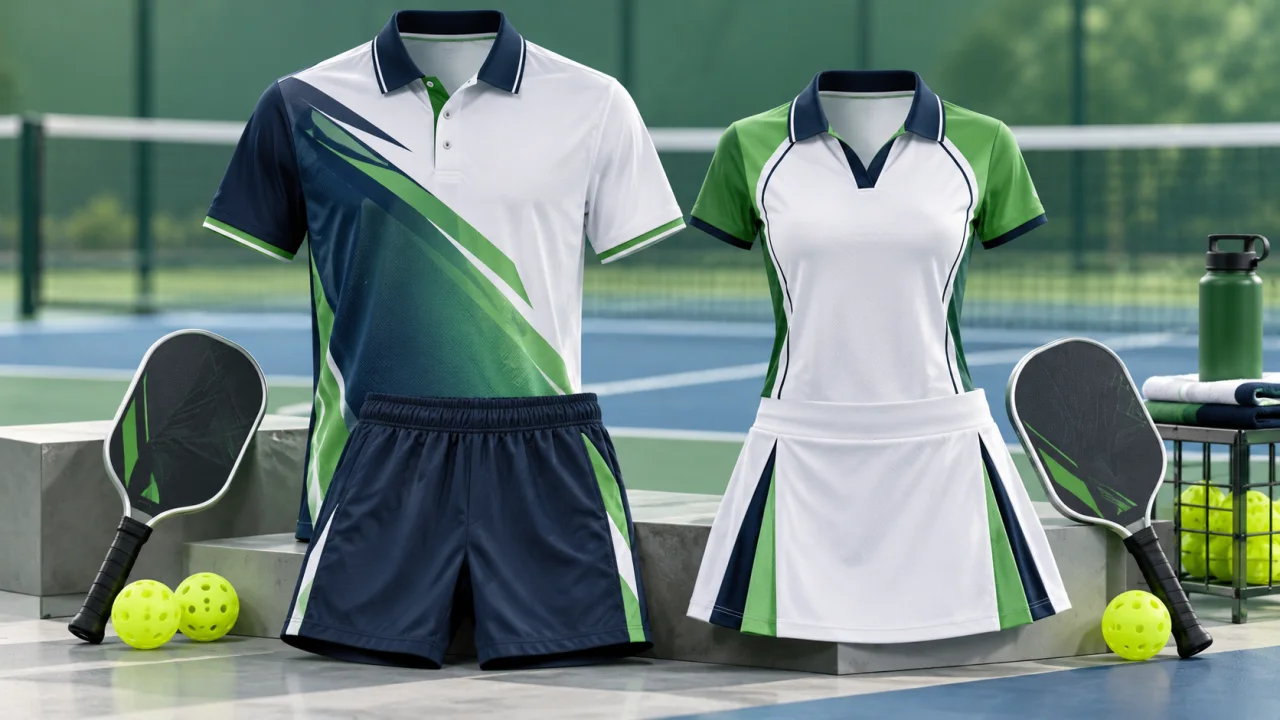 Bộ đồng phục pickleball câu lạc bộ phối xanh lá trắng và navy